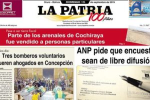 Portadas impresas del domingo 15 de septiembre de 2019