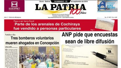 Portadas impresas del domingo 15 de septiembre de 2019