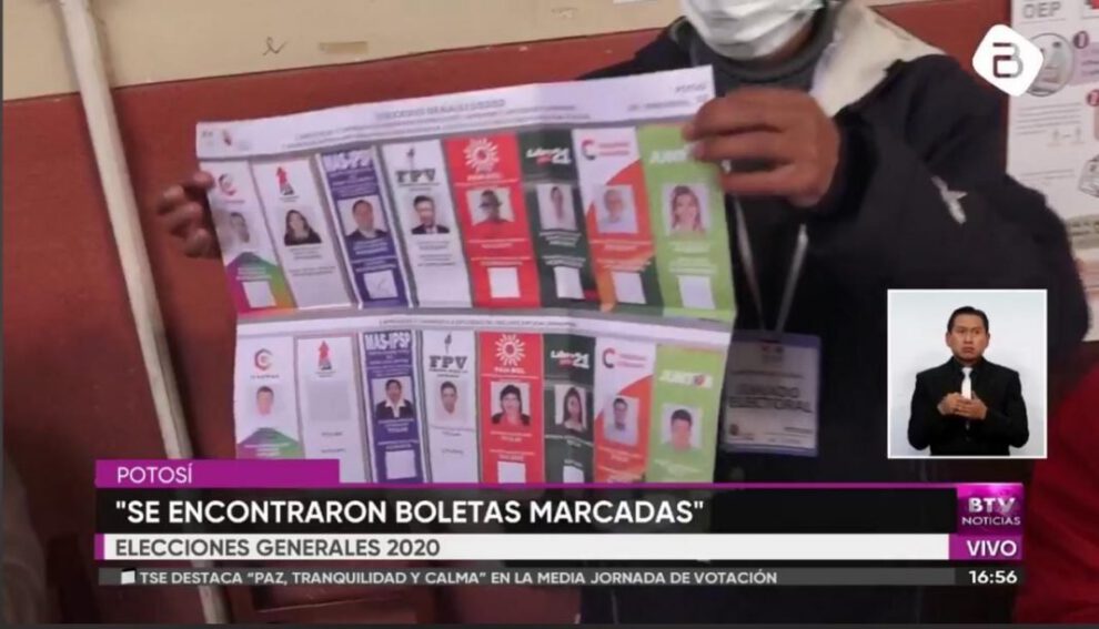 Boletas marcadas en Potosí en la Escuela 31 de octubre
