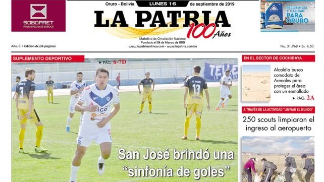 Portadas impresas del lunes 16 de septiembre de 2019