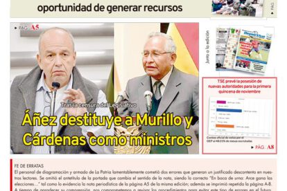 Edición impresa La Patria del Martes 20 de octubre de 2020