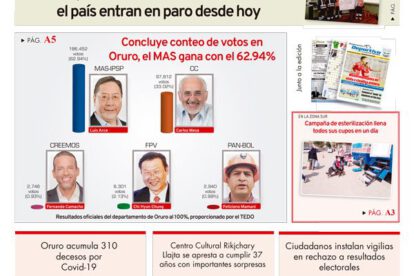 Edición impresa La Patria del 21 de octubre de 2020