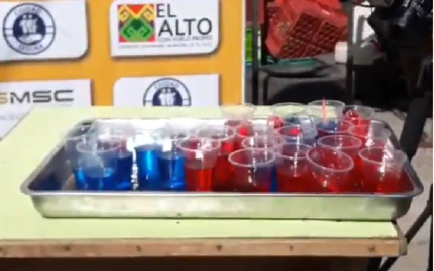 Gelatinas con singani decomisadas en entrada folklórica en El Alto