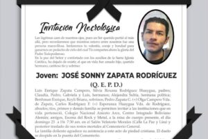 Invitación Necrológica: José Sonny Zapata Rodríguez