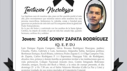Invitación Necrológica: José Sonny Zapata Rodríguez