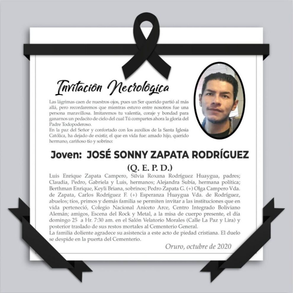 Invitación Necrológica: José Sonny Zapata Rodríguez