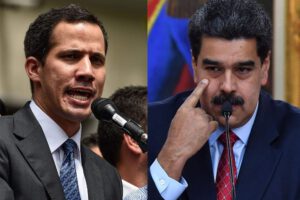 Guaidó y Maduro en el acto de transmisión de mando