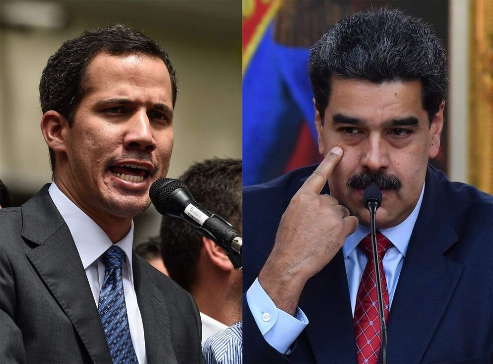 Guaidó y Maduro en el acto de transmisión de mando