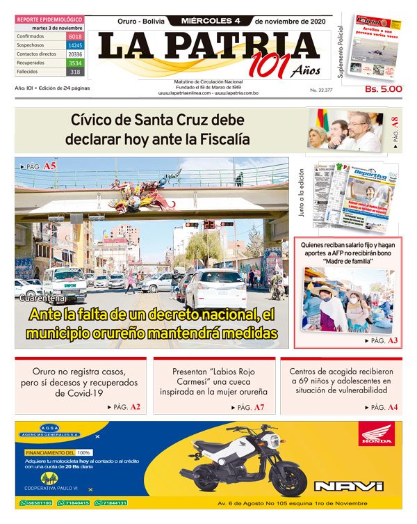 Edición impresa La Patria del 04 de Noviembre de 2020