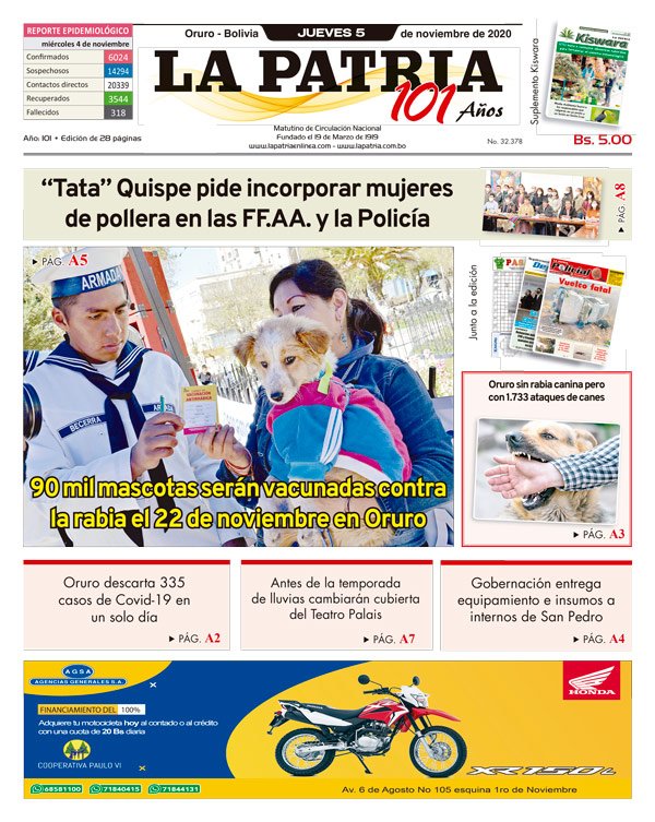 Edición impresa La Patria del 05 de Noviembre de 2020