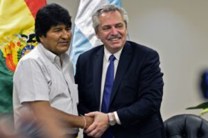 Evo Morales junto al Presidente de Argentina, Alberto Fernández
