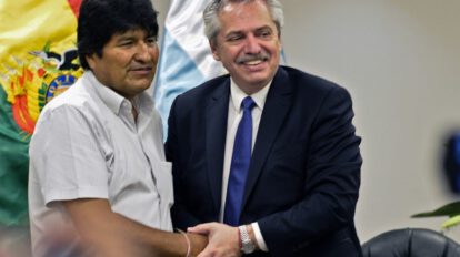 Evo Morales junto al Presidente de Argentina, Alberto Fernández