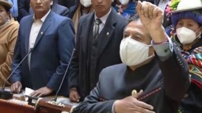 Vicepresidente David Choquehuanca durante su discurso en la Asamblea Legislativa Plurinacional