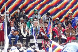 Evo Morales Orinoca durante un acto en su comunidad