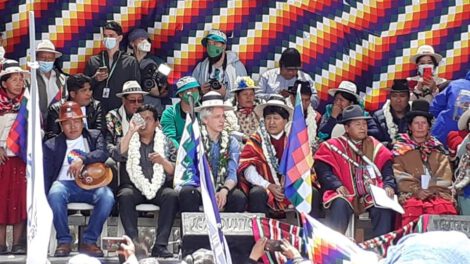 Evo Morales Orinoca durante un acto en su comunidad