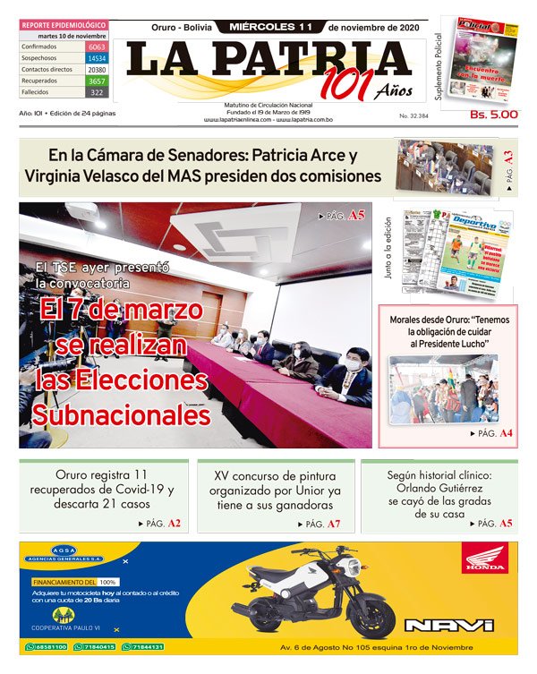 Edición La Patria del 11 de Noviembre de 2020