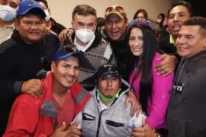 Juan Ramón Quintana y Wilma Alanoca en reunión política