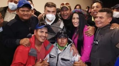 Juan Ramón Quintana y Wilma Alanoca en reunión política