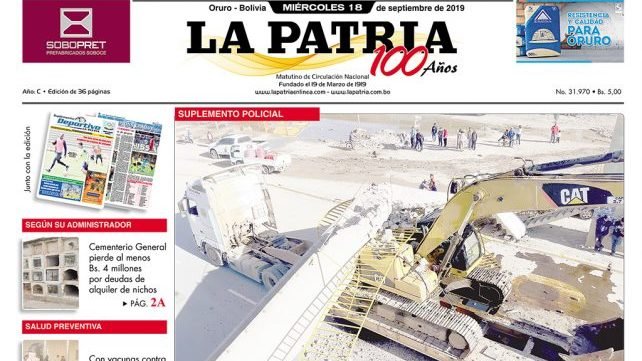 Portadas impresas del 18 de septiembre de 2019