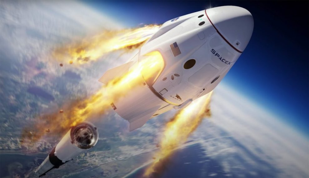 Cohete de Space X en el espacio