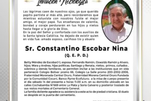 Necrológicos de Sr. Constantino Escobar Nina
