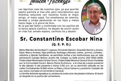 Necrológicos de Sr. Constantino Escobar Nina
