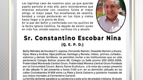 Necrológicos de Sr. Constantino Escobar Nina