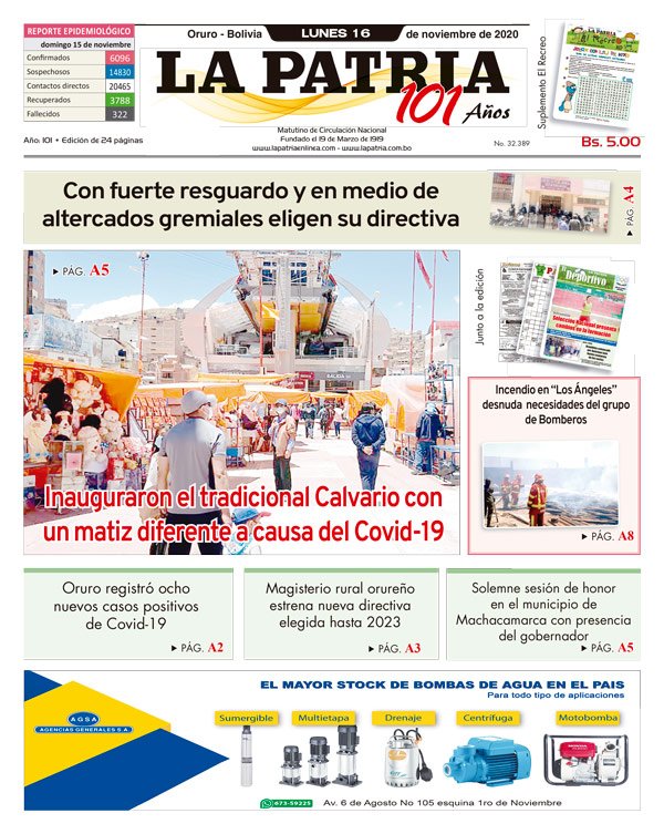 Edición impresa La Patria del 16 de Noviembre de 2020