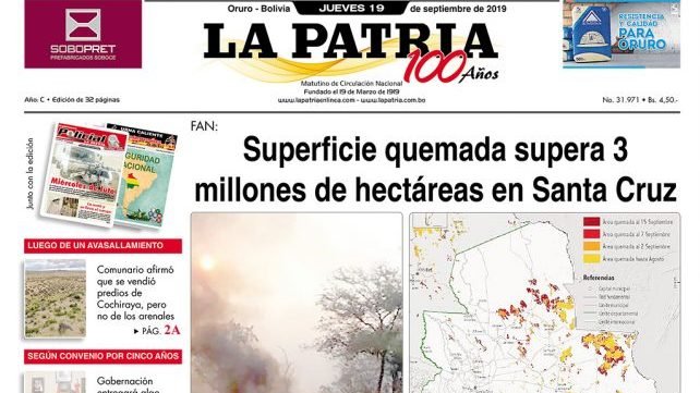 Portadas impresas del 19 de septiembre de 2019
