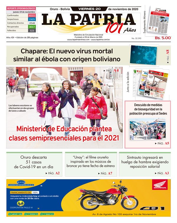 Edición impresa La Patria del 20 de Noviembre de 2020