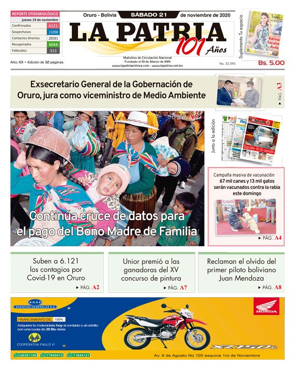 Edición impresa La Patria del 21 de Noviembre de 2020