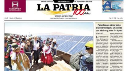 Portadas impresas del 20 de septiembre de 2019
