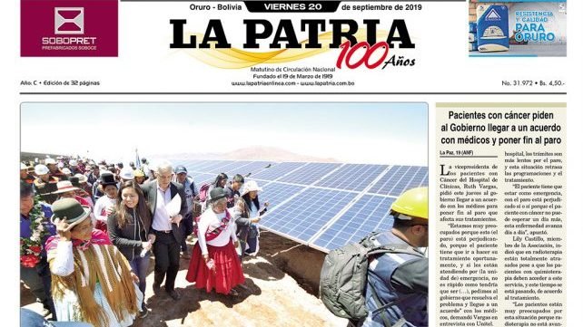 Portadas impresas del 20 de septiembre de 2019