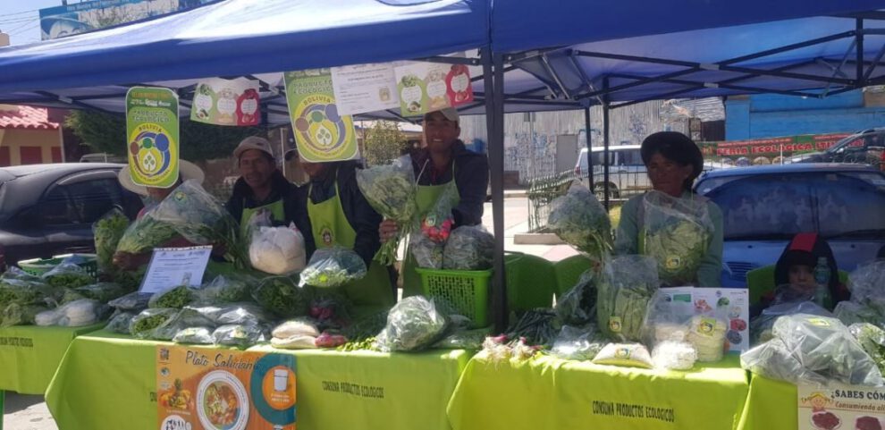 Feria ecológica de alimentos orgánicos para prevenir enfermedades crónicas