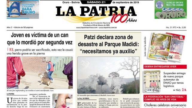 Portadas impresas del 21 de septiembre de 2019