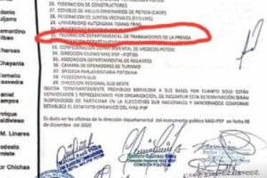 Federación de Trabajadores de la Prensa de Potosí en convocatoria del MAS