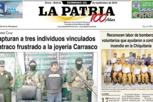 Portadas impresas del domingo 22 de septiembre de 2019