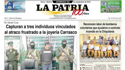 Portadas impresas del domingo 22 de septiembre de 2019