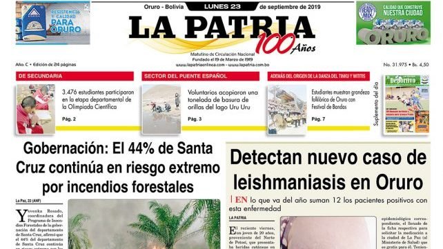 Portadas impresas del lunes 23 de septiembre de 2019