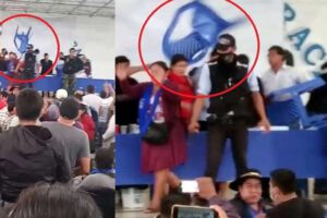 Captura de pantalla momento justo del silletazo contra Evo Morales