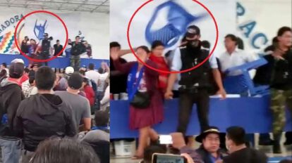 Captura de pantalla momento justo del silletazo contra Evo Morales