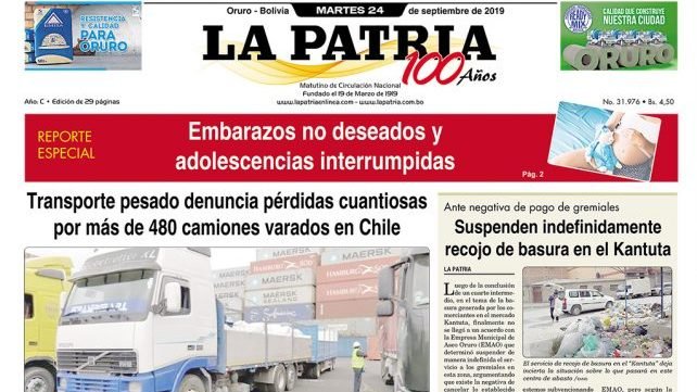 Portadas impresas del 24 de septiembre de 2019