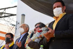 Waldo Albarracín durante el acto de proclamación como candidato a alcalde de La Paz