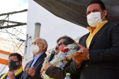 Waldo Albarracín durante el acto de proclamación como candidato a alcalde de La Paz
