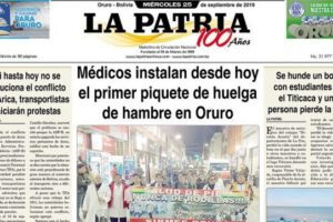 Portadas impresas del 25 de septiembre de 2019