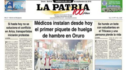 Portadas impresas del 25 de septiembre de 2019