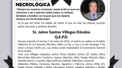 Obituario de Jaime Santos Villegas Dávalos