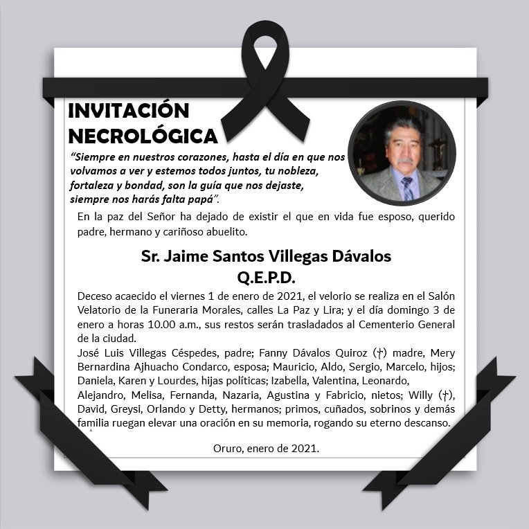 Obituario de Jaime Santos Villegas Dávalos