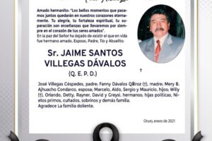 Parte Necrológico de Jaime Santos Villegas Dávalos