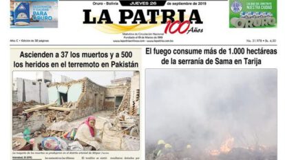 Portadas impresas del 26 de septiembre de 2019